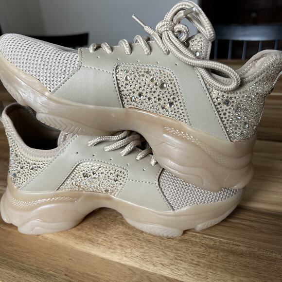 Steve Madden Ganzo Rhinestone Embellished Chunky Lace-Up Sneakers size 7.5‎ - Picture 2 of 7